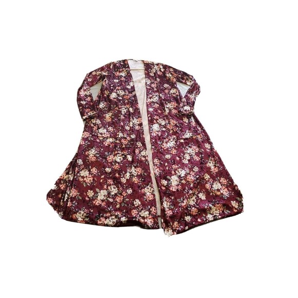 Womens Small Duster Cardigan Dark Floral Velour Pockets Maroon Lularoe - Picture 3 of 9